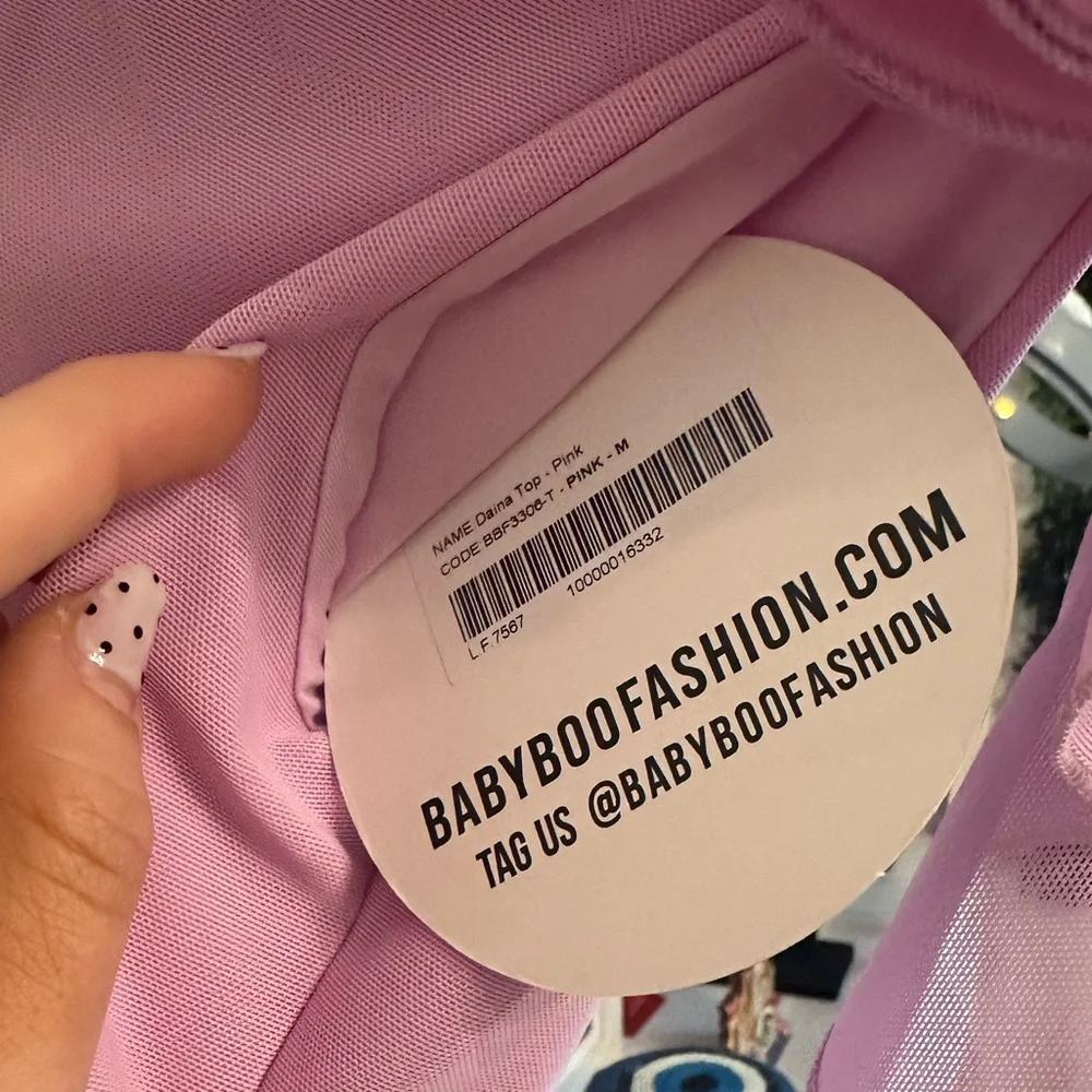 One-Shoulder Pink Ruffle Mini Set with Floral Accent - Picture 10 of 10